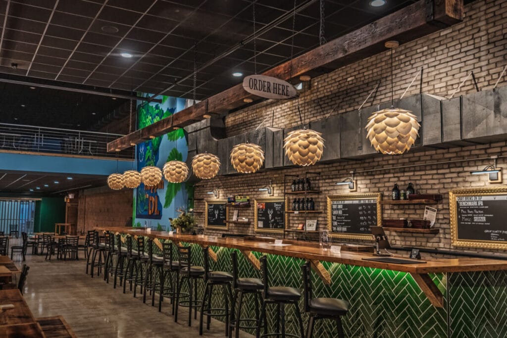 bar rail inside brewery