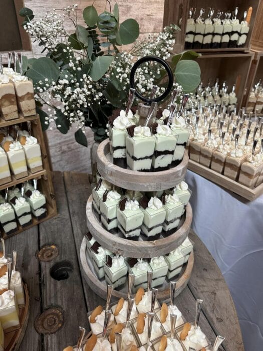 stack of treats at wedding