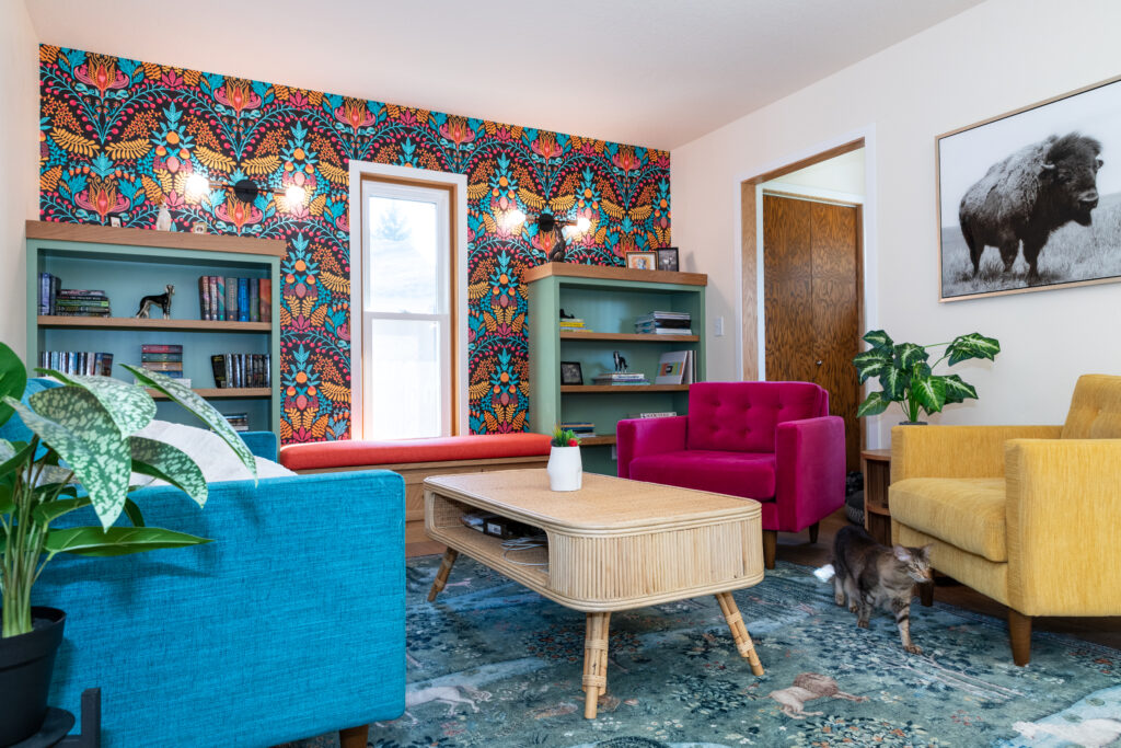 colorful living room decorated