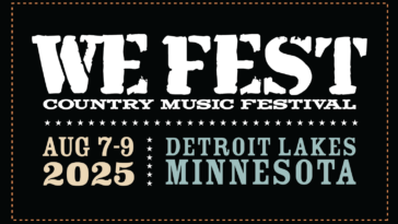 WE Fest Country Music Festival 2025 Logo with dates August 7-9 and location Detroit Lakes, MN