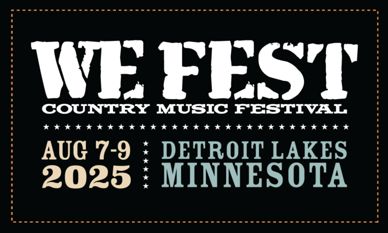 WE Fest Country Music Festival 2025 Logo with dates August 7-9 and location Detroit Lakes, MN